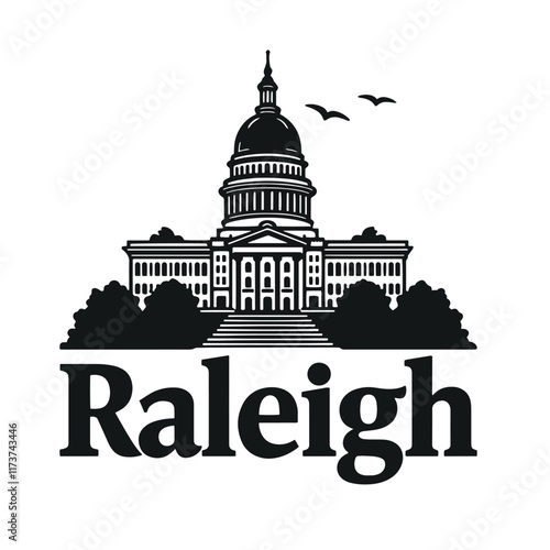 North Carolina State Capitol with Raleigh Skyline
