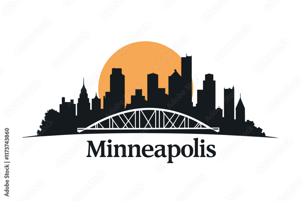 Fototapeta premium Stone Arch Bridge with Minneapolis Skyline