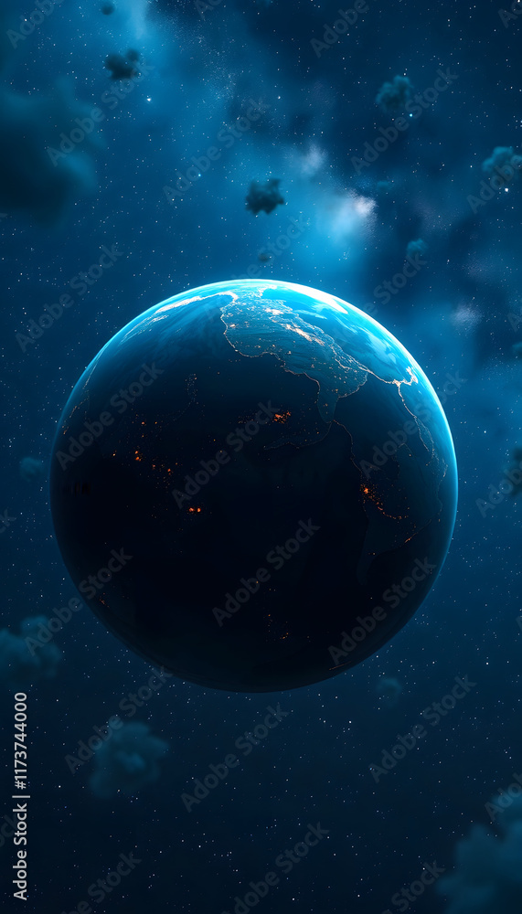 Obraz premium earth by night, with white tones