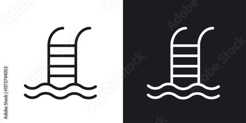 Ladder in swimming pool icons set vectors on white background. photo