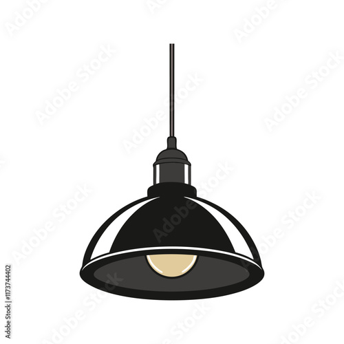 Black Hanging Lamp Vector Illustration, Cartoon & Line Art Design for Print 1.eps