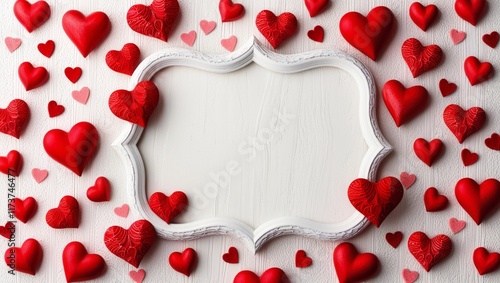 Valentine's Day Romantic Frame with Hearts. Valentine's Day Banner. Greeting card, Valentine's Day invitation.