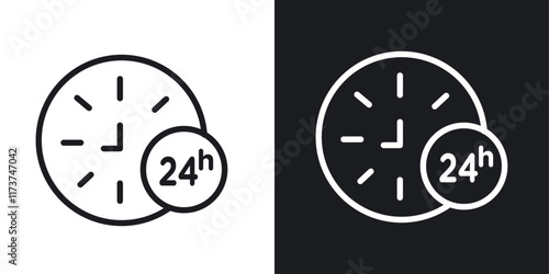 Twenty four hours icons set vectors on white background.