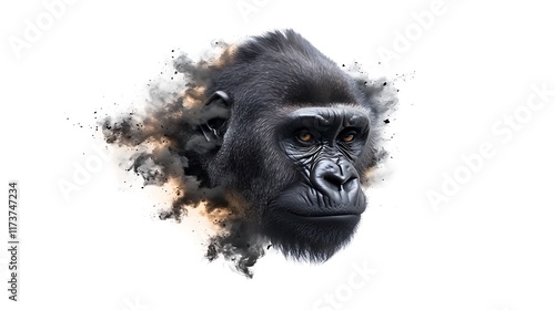 Gorilla Portrait: Digital Art of a Powerful Ape AI Generated photo