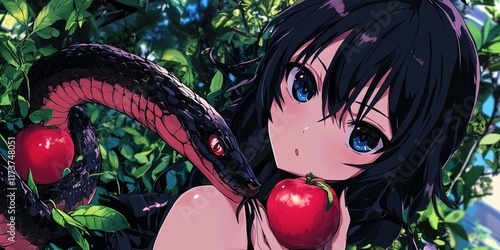 anime forbidden fruit, serpent - biblical garden of eden photo