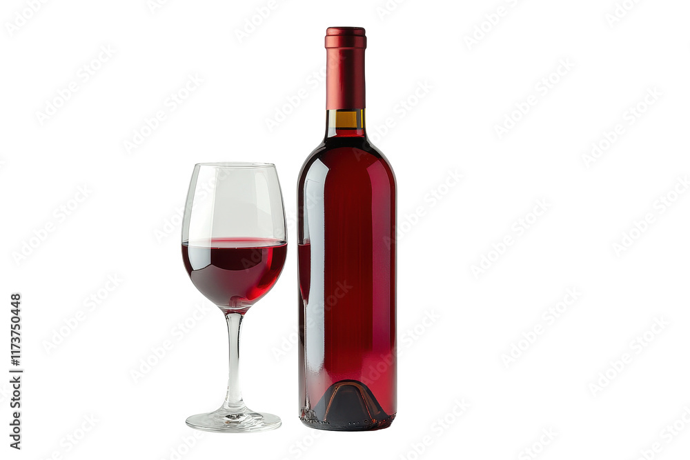 Elegant red wine bottle with glass showcasing rich color and clarity Elegant red wine bottle with glass showcasing rich color and clarity