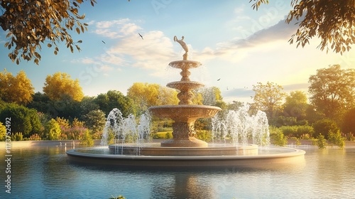 Latona Fountain and Versailles Park Landscape in the Suburbs of Paris, France photo