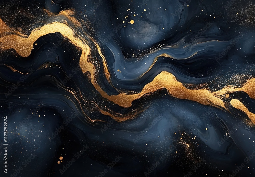 Abstract black and gold marble background with golden veins, fluid shapes, and liquid splashes. Abstract black and gold marble background with golden veins, fluid shapes, and liquid splashes.