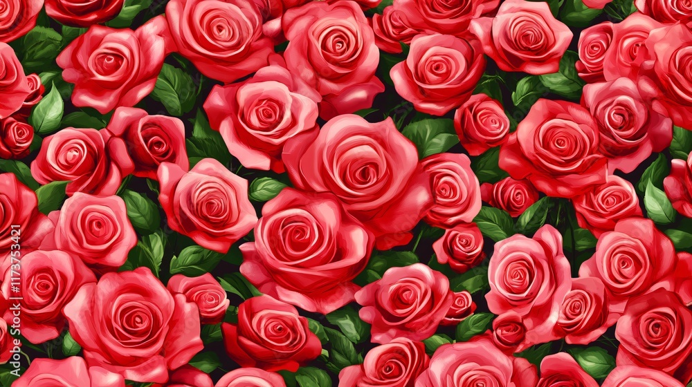 Vibrant Red Rose Seamless Pattern Background Vibrant Red Rose Seamless Pattern Background