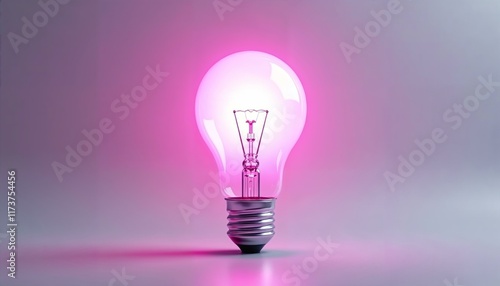 Photorealistic pink lightbulb emitting soft light in a modern digital design