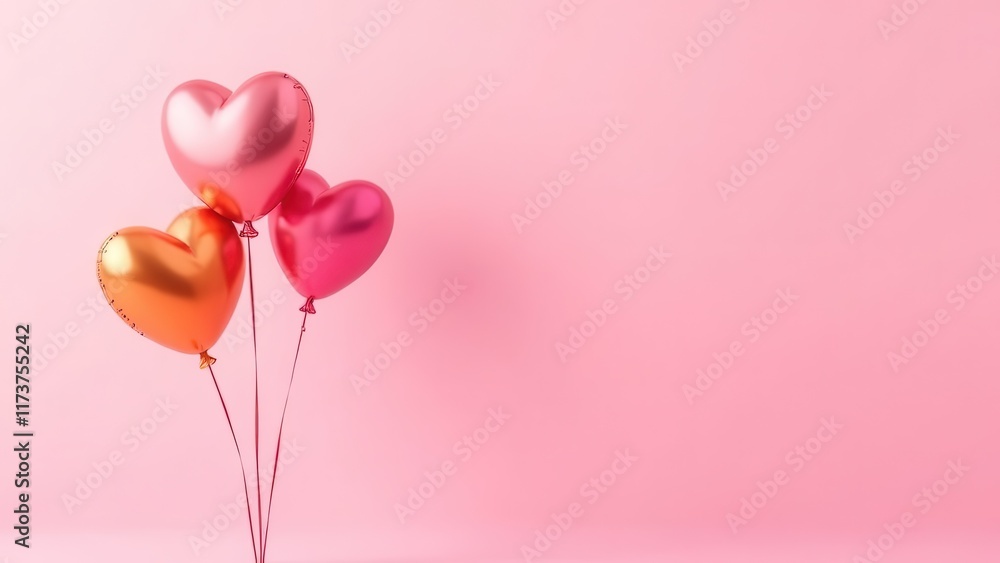 Valentine's Day heart balloons against a pink background perfect for celebrating love and romance. Generative AI Valentine's Day heart balloons against a pink background perfect for celebrating love and romance. Generative AI