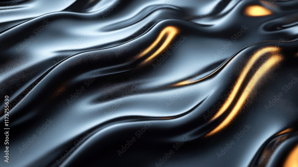 Obraz premium Abstract Dark Blue Waves Flowing Surface Texture.