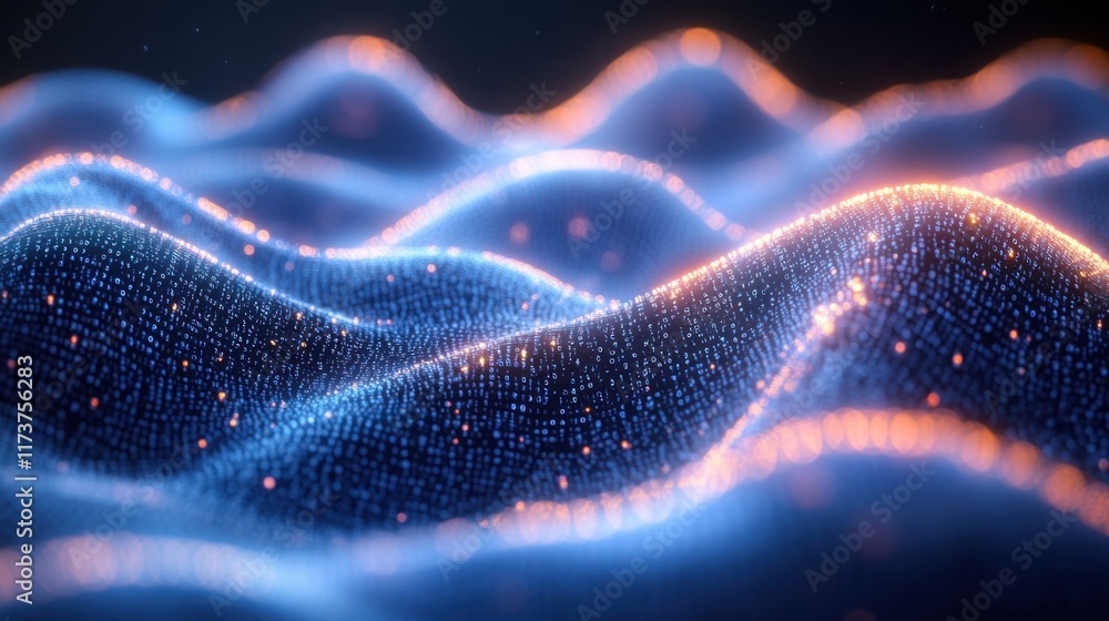 Abstract digital wave glowing data flow background. Abstract digital wave glowing data flow background.