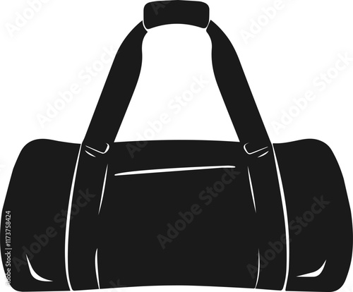 Big bag bowl silhouette black color. Bowling bag, for military and travel icon.