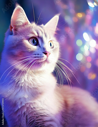 Majestic Cat in Pastel Wonderland