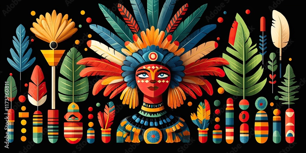 Obraz premium Vibrant carnival celebration with colorful costumes and festive accessories, AI generated