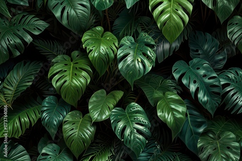 Wallpaper Mural Tropical rainforest lush green monstera Torontodigital.ca