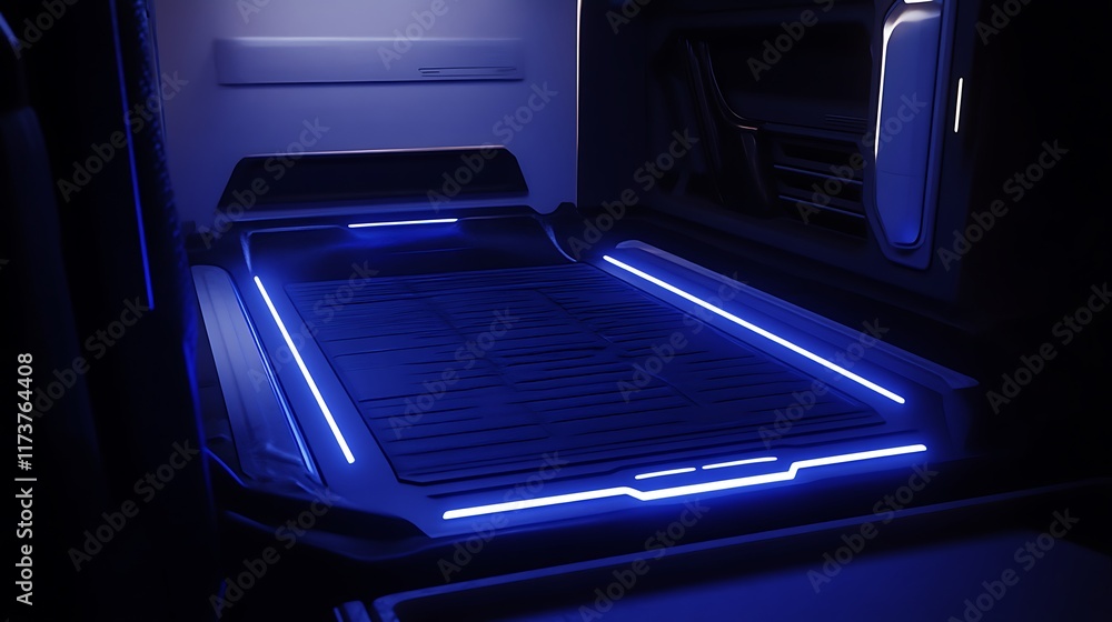 Fototapeta premium Futuristic Spaceship Bedroom Interior Design