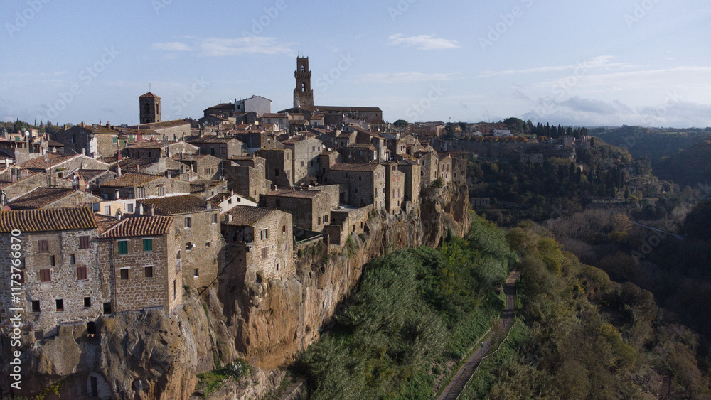 Pitigliano Overlooking a Lush Valley in Tuscany Pitigliano Overlooking a Lush Valley in Tuscany