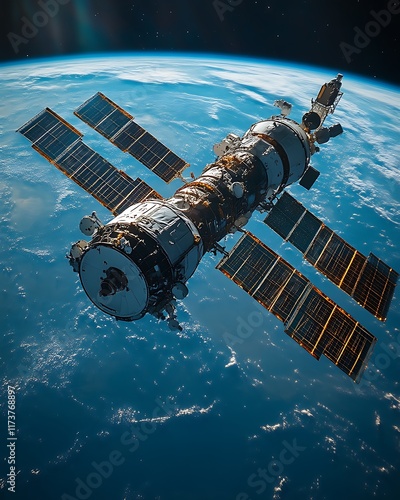Fototapeta Naklejka Na Ścianę i Meble -  Space station orbiting Earth. (2)
