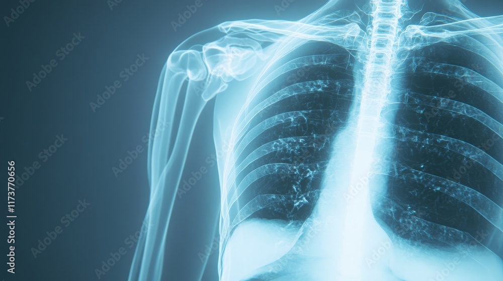 X ray scan visualizing human chest and lungs anatomy, providing detailed insights into respiratory system for medical diagnosis and analysis X ray scan visualizing human chest and lungs anatomy, providing detailed insights into respiratory system for medical diagnosis and analysis