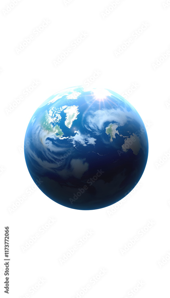 Fototapeta premium Blue planet earth isolated on white background. Clipping path, Side lit
