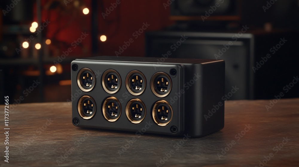 Fototapeta premium Eight Channel Audio Interface Box Studio Equipment, Professional XLR Connectors