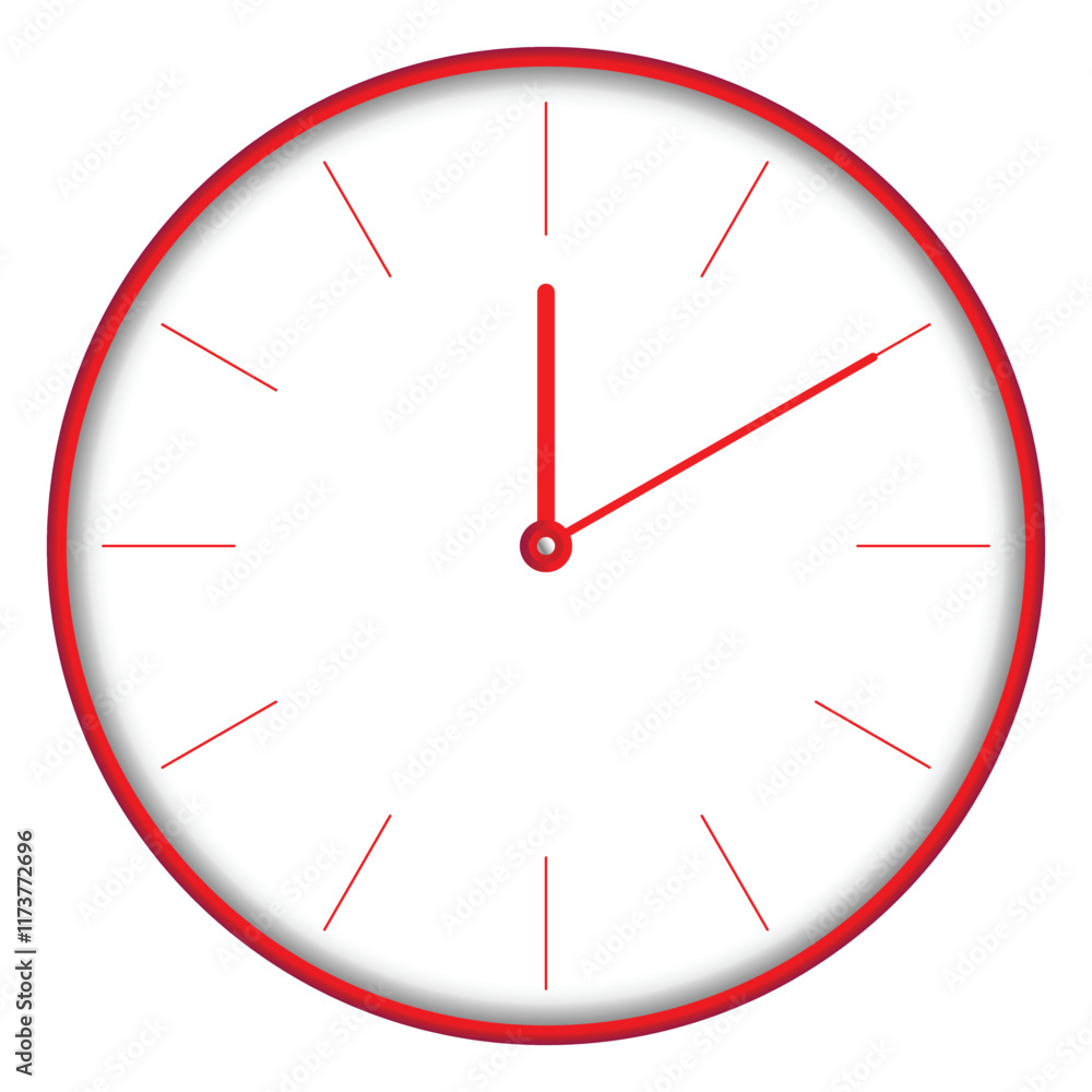 Wall Clock Showing 00.10 or 12:10 O'clock AM or 12:10 PM on White background surface red hands and outer body - Perfect for Time Management and Scheduling Concepts vector illustration isolated eps Wall Clock Showing 00.10 or 12:10 O'clock AM or 12:10 PM on White background surface red hands and outer body - Perfect for Time Management and Scheduling Concepts vector illustration isolated eps