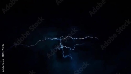 Dramatic video effect of lightning flashing across a dark sky, creating a tense and electrifying atmosphere.