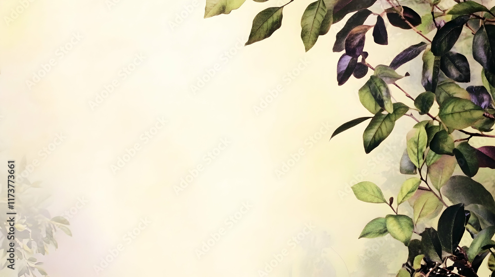 Lush green leaves frame a misty forest background; ideal for nature-themed designs or calming visuals. Lush green leaves frame a misty forest background; ideal for nature-themed designs or calming visuals.