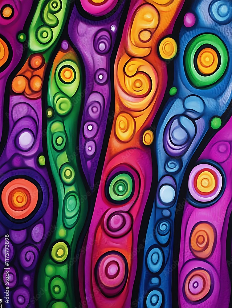 Fototapeta premium Abstract colorful swirls and circles pattern.