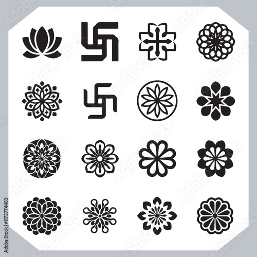 Minimal Mandala Silhouettes Beautiful Vector Logotype Designs