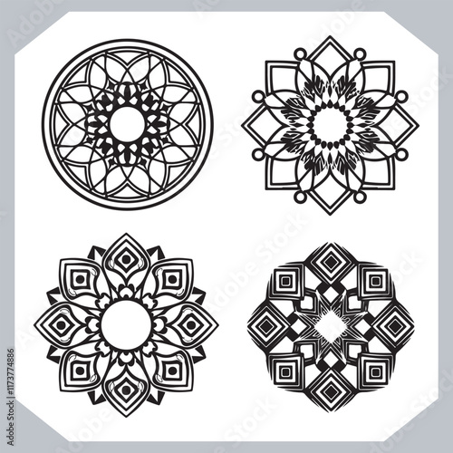 Minimal Mandala Silhouettes Beautiful Vector Logotype Designs