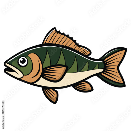 Perch fish isolated flat vector illustration on white background