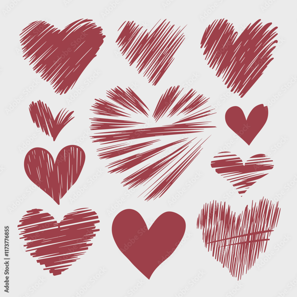 Hand-Drawn Red Heart Collection Hand-Drawn Red Heart Collection