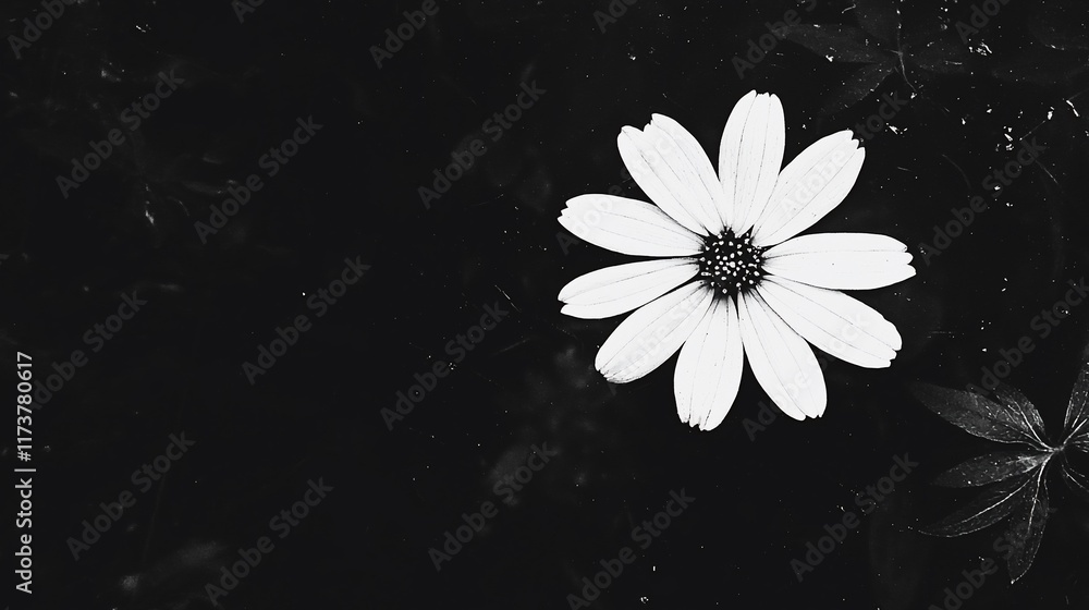 Single white daisy in black and white. Single white daisy in black and white.