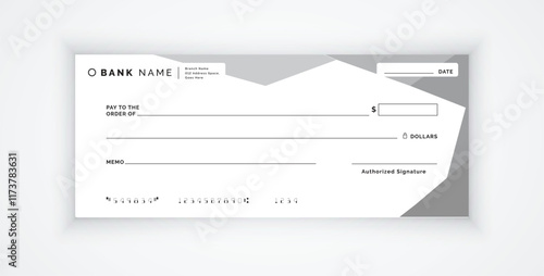 Blank cheque template, payment Vector illustration. 