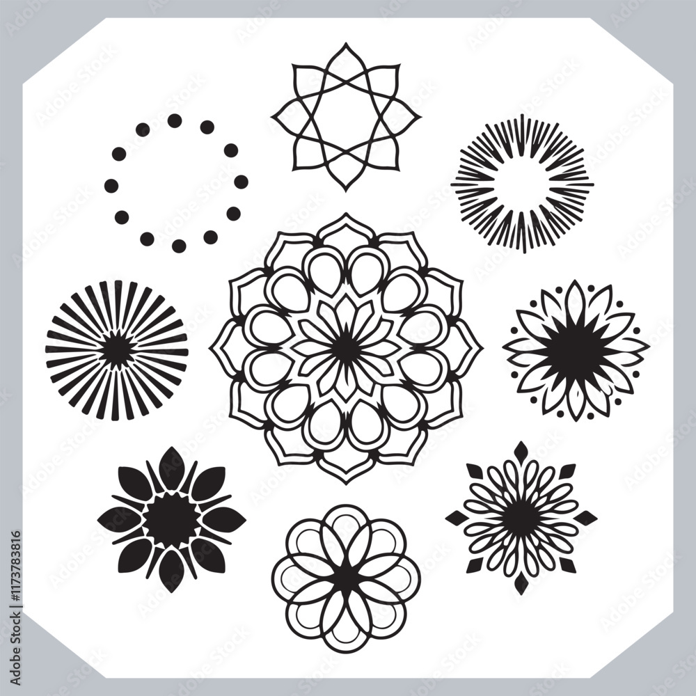 Obraz premium Minimal Mandala Silhouettes Beautiful Vector Logotype Designs