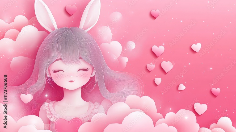 wallpaper or background valentine with pink paper cut clouds wallpaper or background valentine with pink paper cut clouds