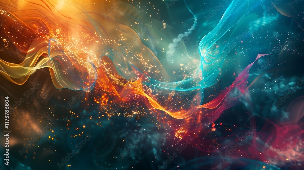 abstract background with colorful smoky wires in warm colors with glitter and shine abstract background with colorful smoky wires in warm colors with glitter and shine