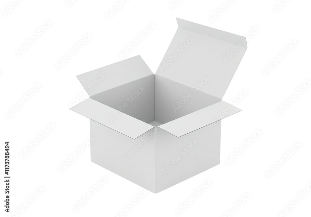 White cardboard box open white square isolated on transparent background, png. White cardboard box open white square isolated on transparent background, png.