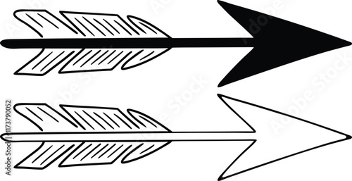 Handdrawn Arrow Icons Black, White, Fletched, Direction