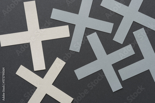 Принти на полотні machine-cut cruciform geometric shapes on a relatively flat surface