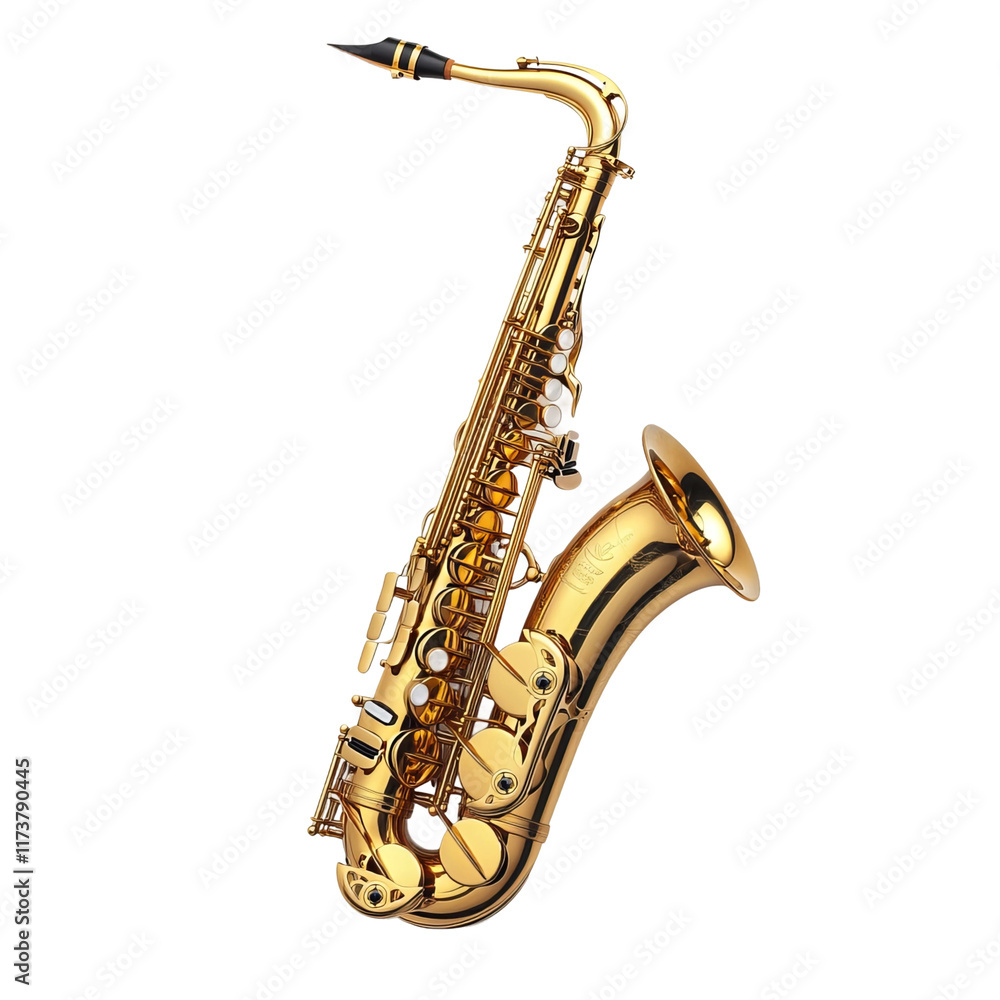 saxophone full shot on white background