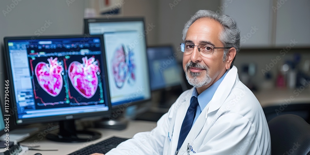 cardiologist analyzing heart scan cardiologist analyzing heart scan
