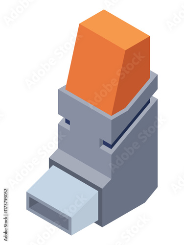 Asthma inhale isometric. Asthma spray realistic icon. Medical device for treatment respiratory diseases, flu. Inhaler for asthmatic isolated on white background