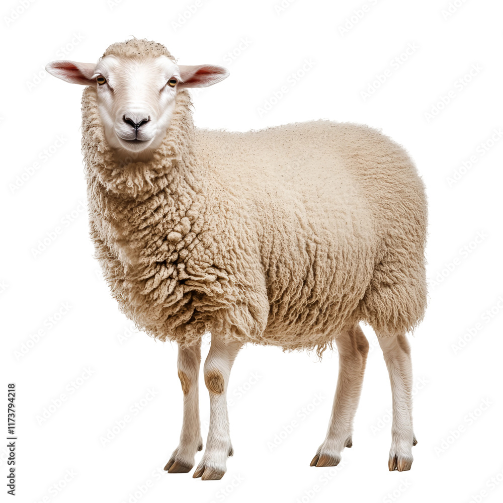 Smiling Sheep: A striking portrait of a sheep against a simple backdrop, exuding warmth and a curious charm. Its thick fleece appears inviting. A close-up captured that pure, pastoral feel. Smiling Sheep: A striking portrait of a sheep against a simple backdrop, exuding warmth and a curious charm. Its thick fleece appears inviting. A close-up captured that pure, pastoral feel.