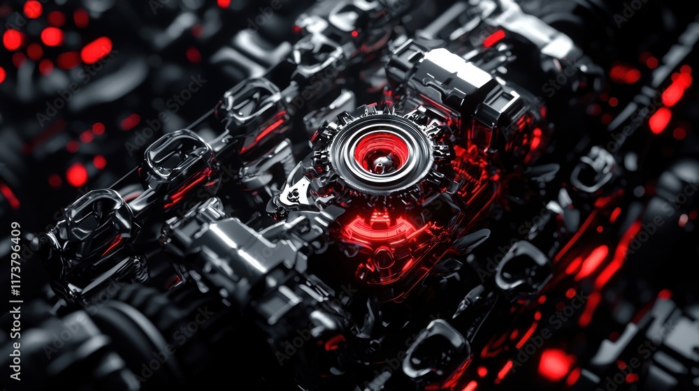 Fototapeta premium Intricate Engine Design: A Close-Up View of a Futuristic Machine