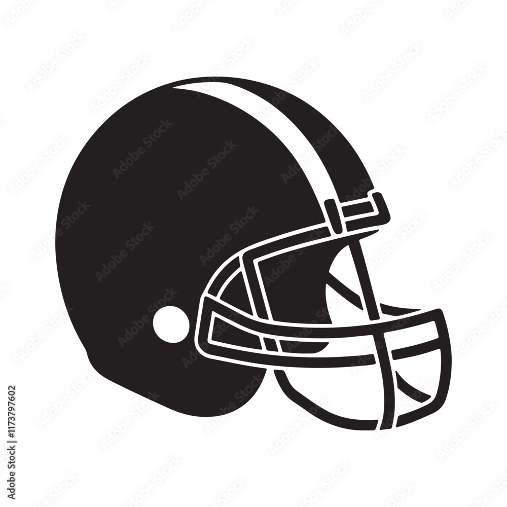 Fototapeta premium American football helmet silhouette, black and white silhouette, vector and illustration