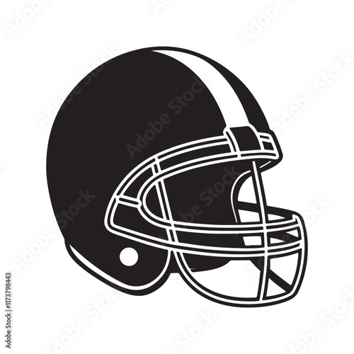 American football helmet silhouette, black and white silhouette, vector and illustration photo